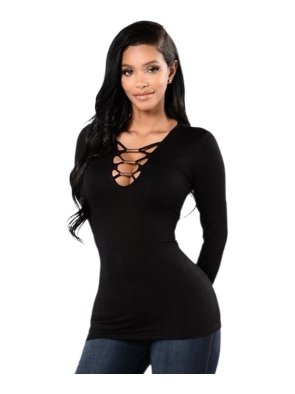 Chandail Fashion Nova noir avec accents dorés 🖤